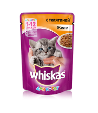 Whiskas для котят желе с телятиной 85 гр.